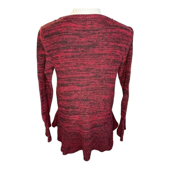 STYLE & CO. Petite Medium Red Marled Ribbed Ruffle-Hem Tunic Sweater - Picture 4 of 8